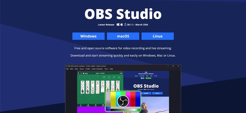 Página inicial do OBS Studio