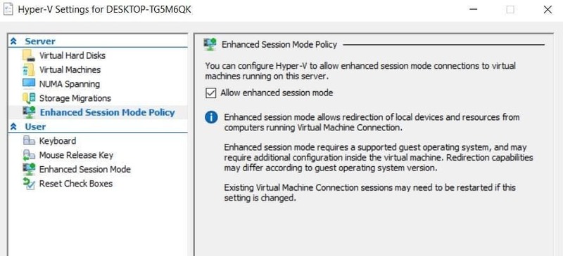 enhanced session mode policy