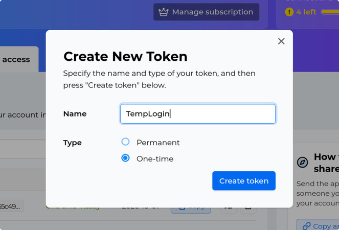 إنشاء رمز تسجيل دخول لمرة واحدة في FlexiHub