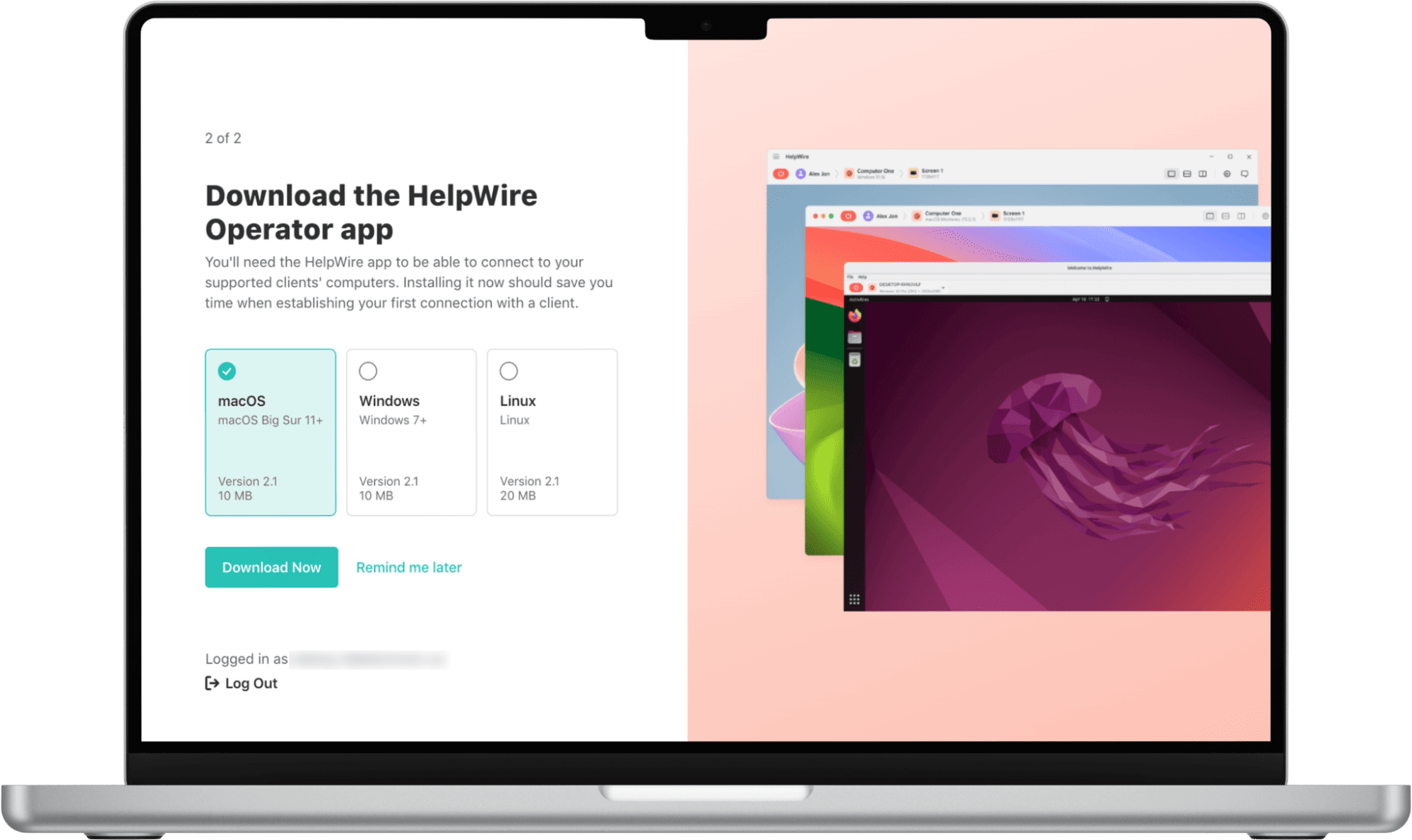 create or log in to a HelpWire account