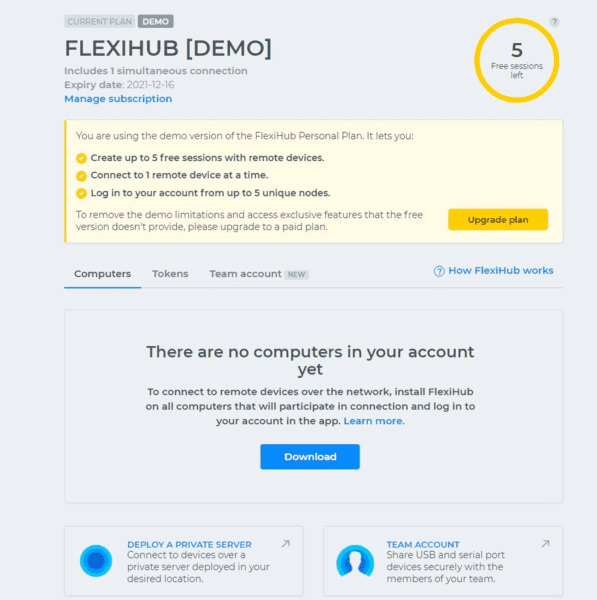 demo version of the FlexiHub