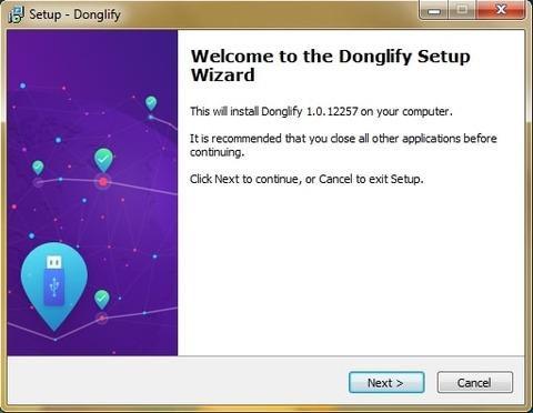  Pour installer Donglify, suivez les instructions à l'écran de l'Assistant de configuration.