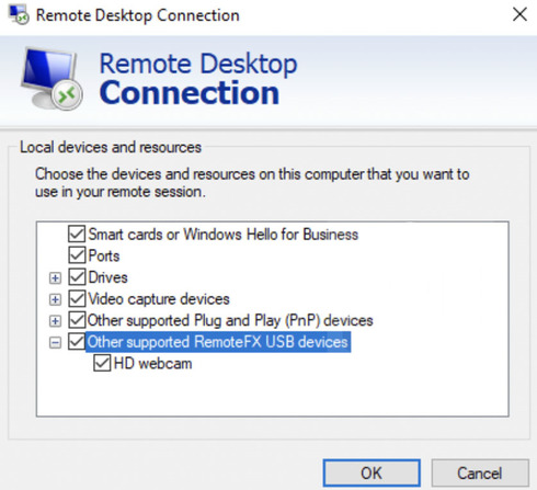Select all the options available under “Local devices and resources”