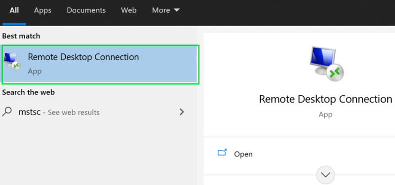 open remote desktop connection