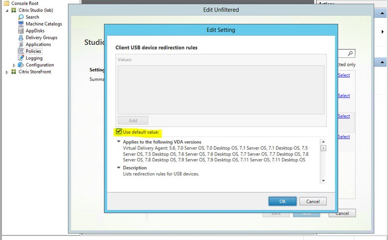 usb redirection policy rules