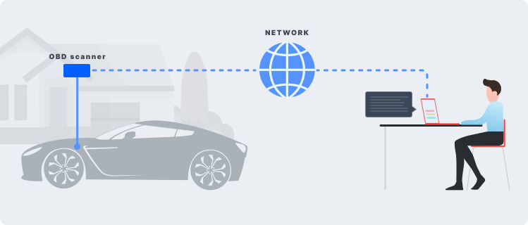 Diagnosesoftware überprüft das entfernte Auto