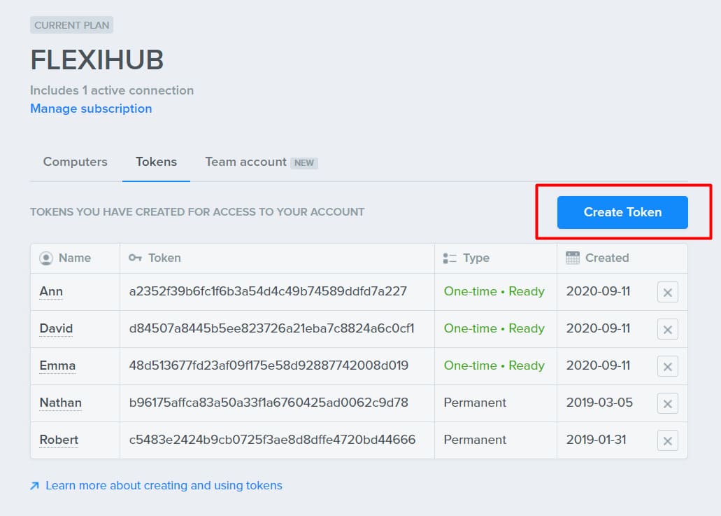 criar um token flexihub