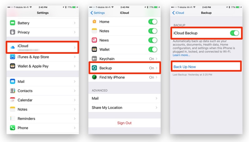 backup iPhone con iCloud