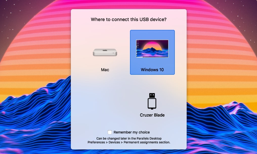 usb connect parallels desktop