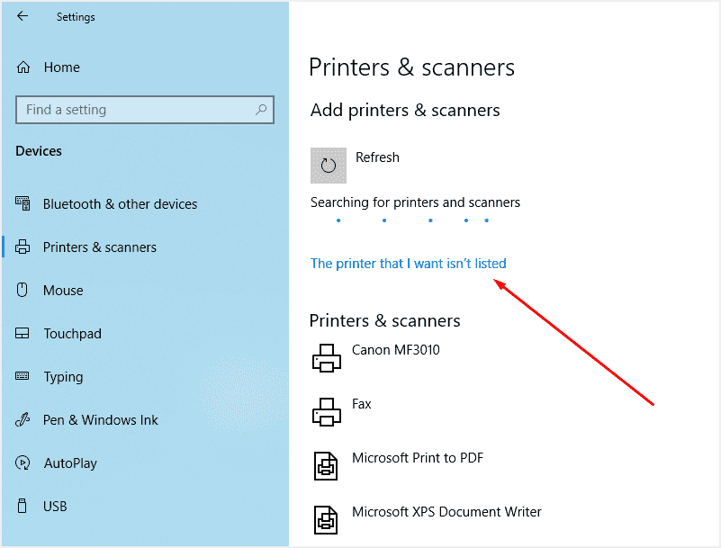 The printer that I want isn’t listed