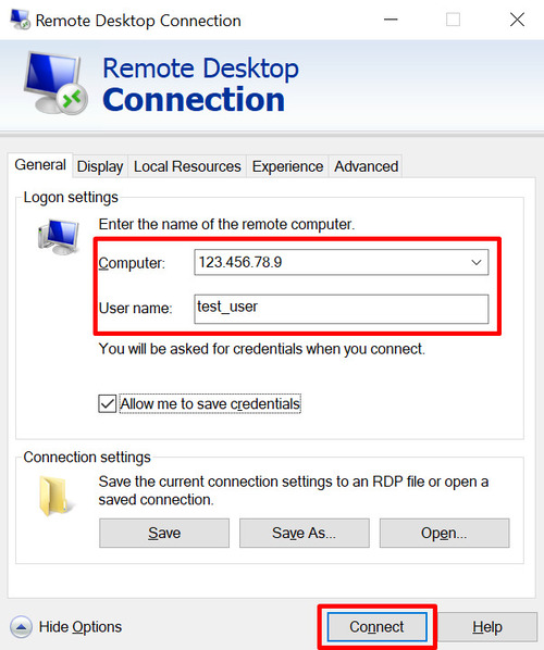 connect to remote computer rdp