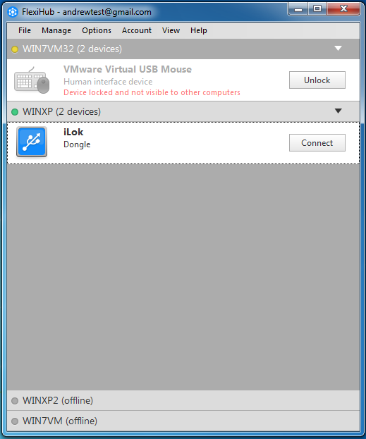 Access remote USB dongle