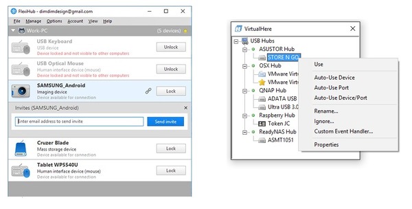 virtualhere vs flexihub-Schnittstellen