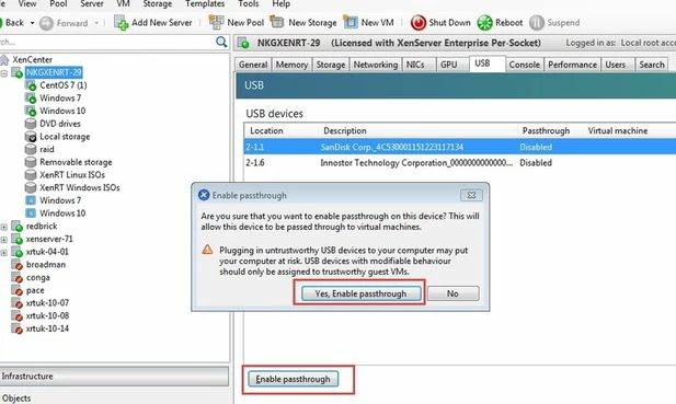enable usb passthrough in citrix xenserver