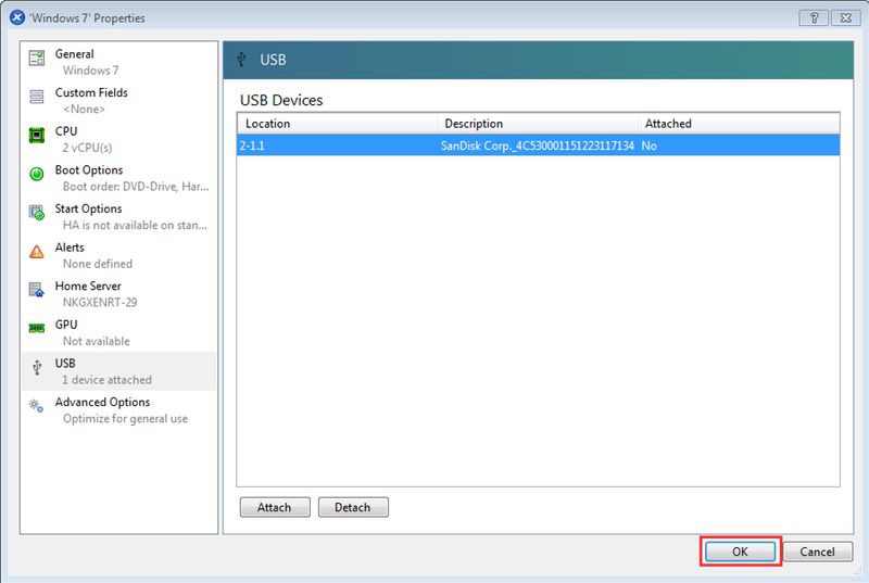 XenServerでUSBデバイスを取り外す