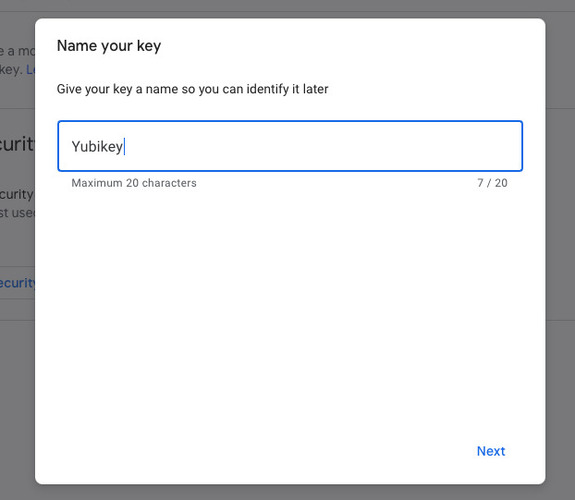 Name Security Key