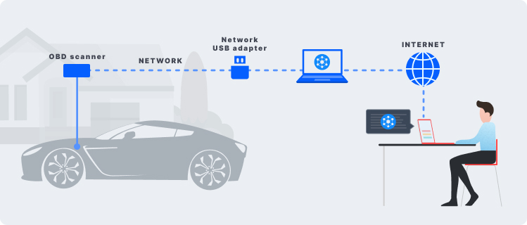 diagnostics software checks the remote car