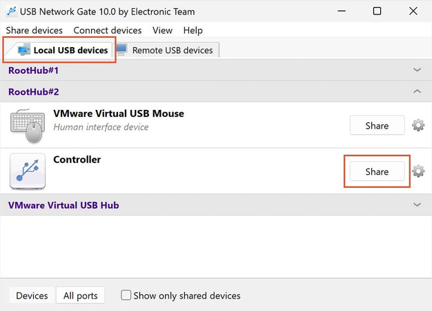 dispositivos usb locales