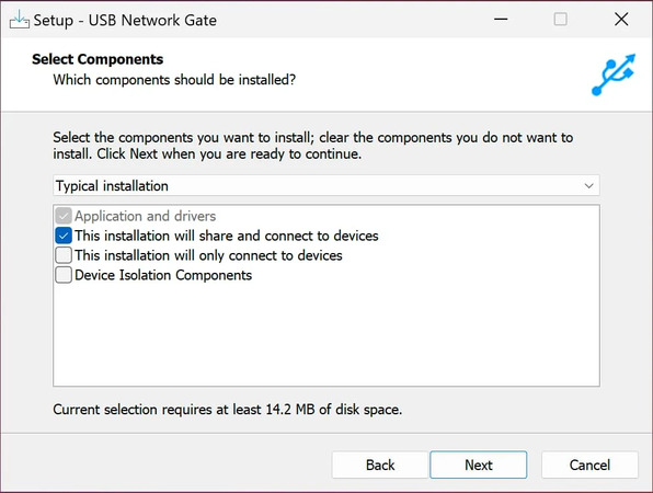 usb network gate equipo cliente
