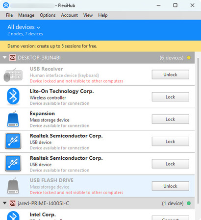 FlexiHub in-app user interface