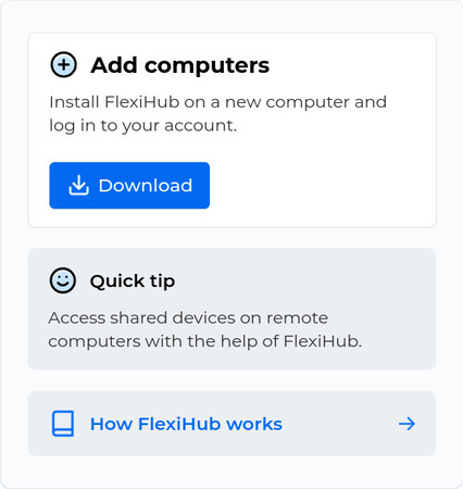 FlexiHub Add computers section with the Download button
