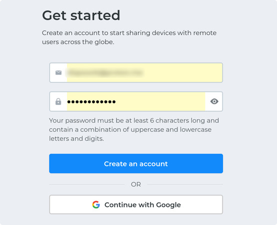 FlexiHub registration screen