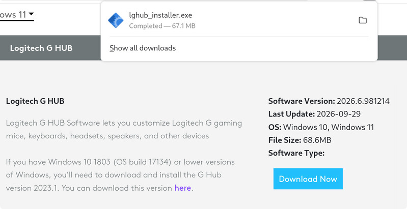 Logitech drivers being downloaded